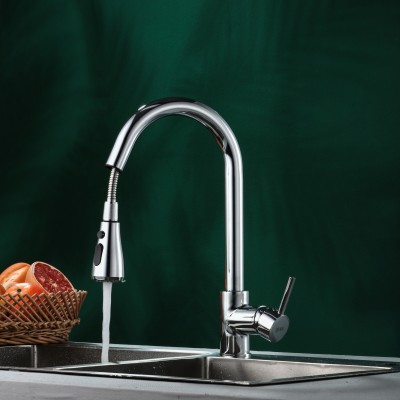 High quality pull out flexible modern Single Handle  Stainless Steel kitchen faucet for home